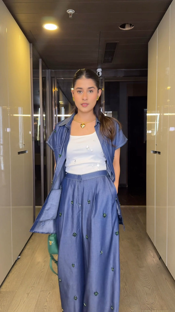 Aveline Denim Co-ord Set (As Seen on Rhea Kalra)