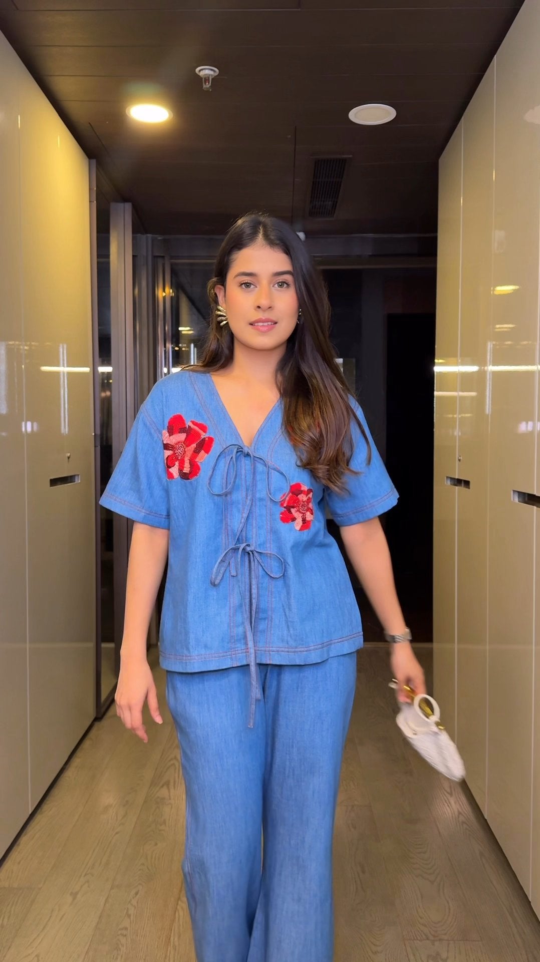 Scarlet Denim Co-ord Set (As Seen on Rhea Kalra)
