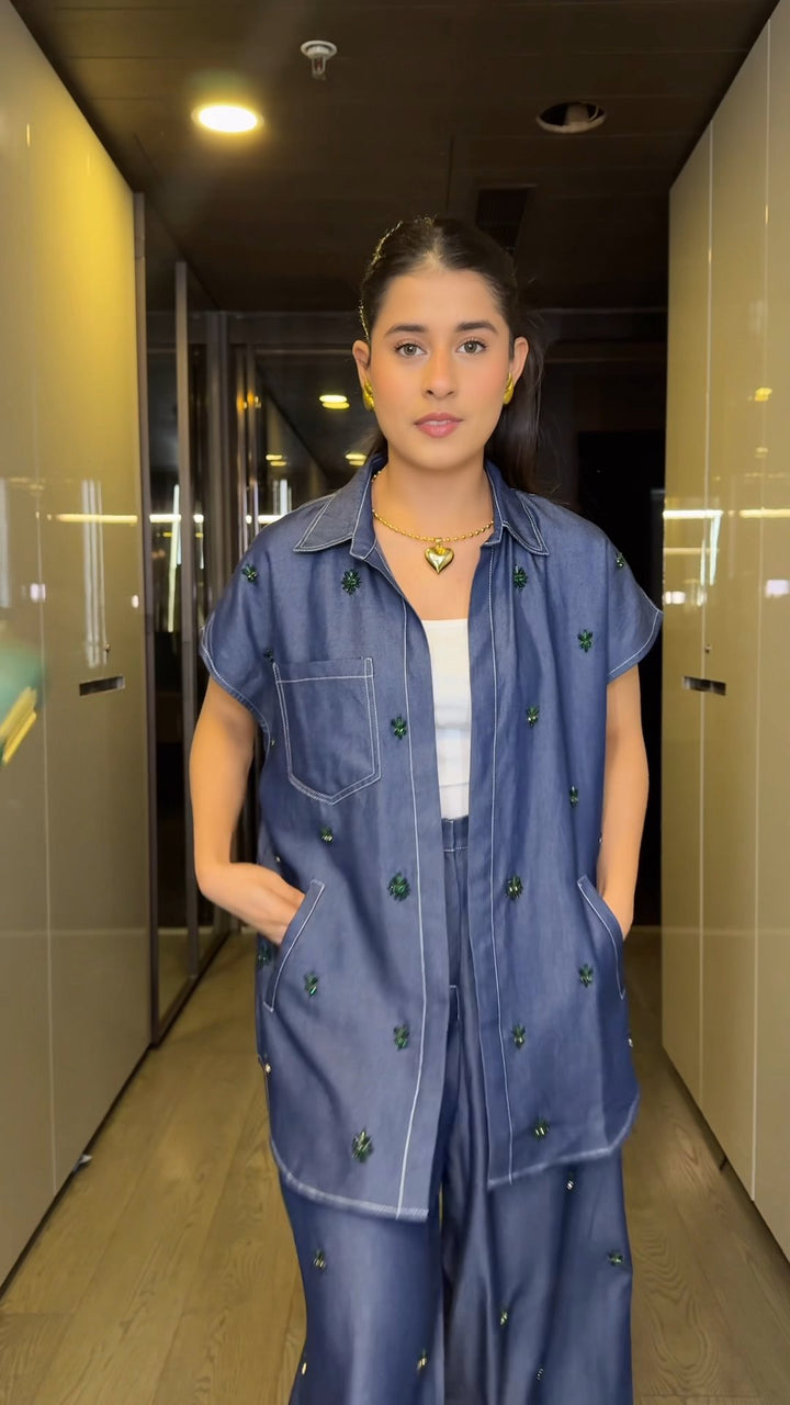 Aveline Denim Co-ord Set (As Seen on Rhea Kalra)
