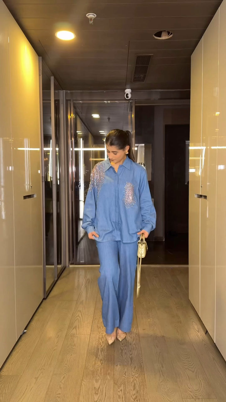 Afterglow Denim Co-ord Set (As Seen on Rhea Kalra)