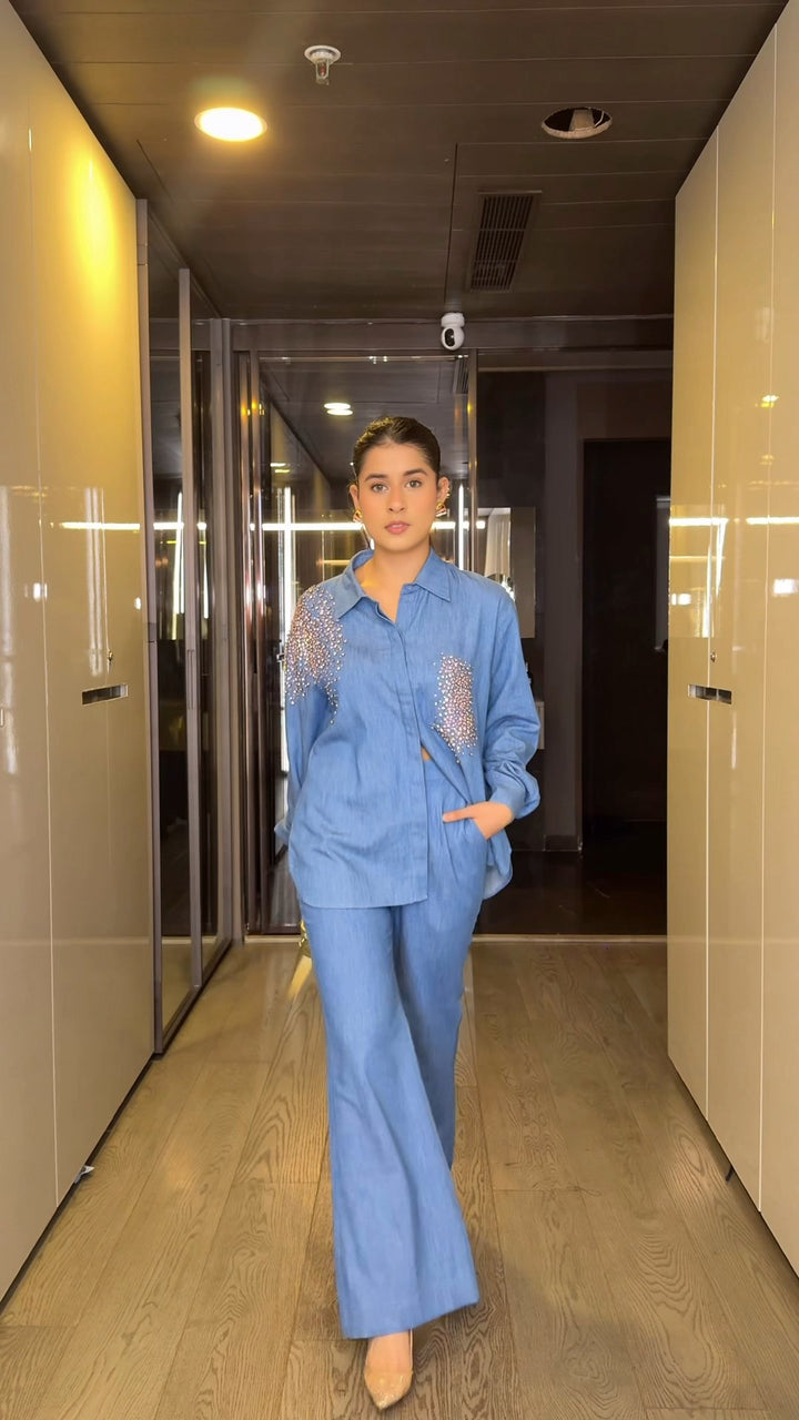 Afterglow Denim Co-ord Set (As Seen on Rhea Kalra)