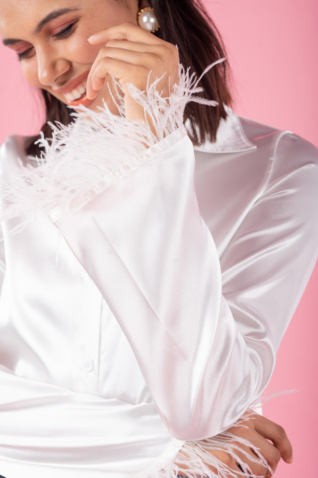 Olivia Satin Shirt (White)
